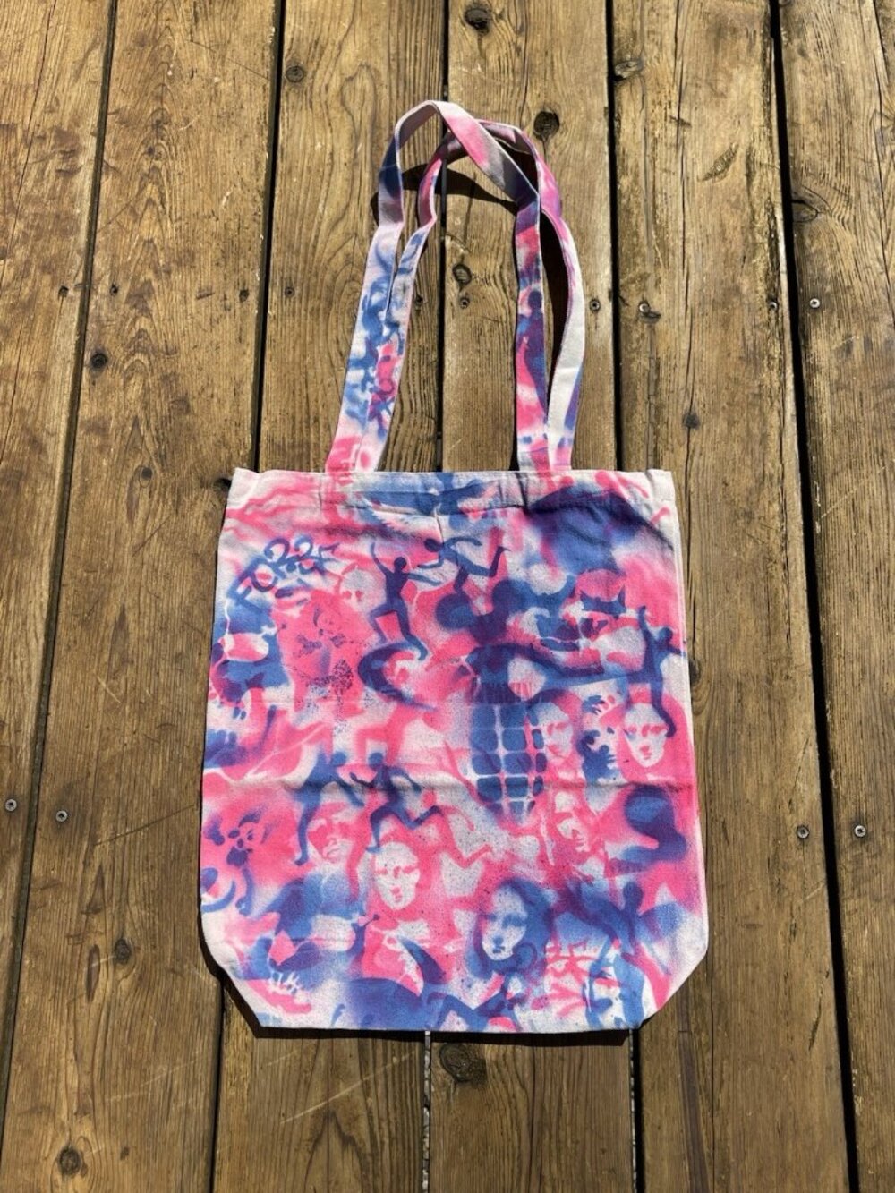 Y2K Graffiti Grunge Skater Tote Bag Punk Pink/Blue Artwork Festival Shoulder bag